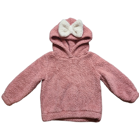 PatPat Other - PatPat Pink Sherpa Hoodie Bow Pullover Toddler Girl Size 3T